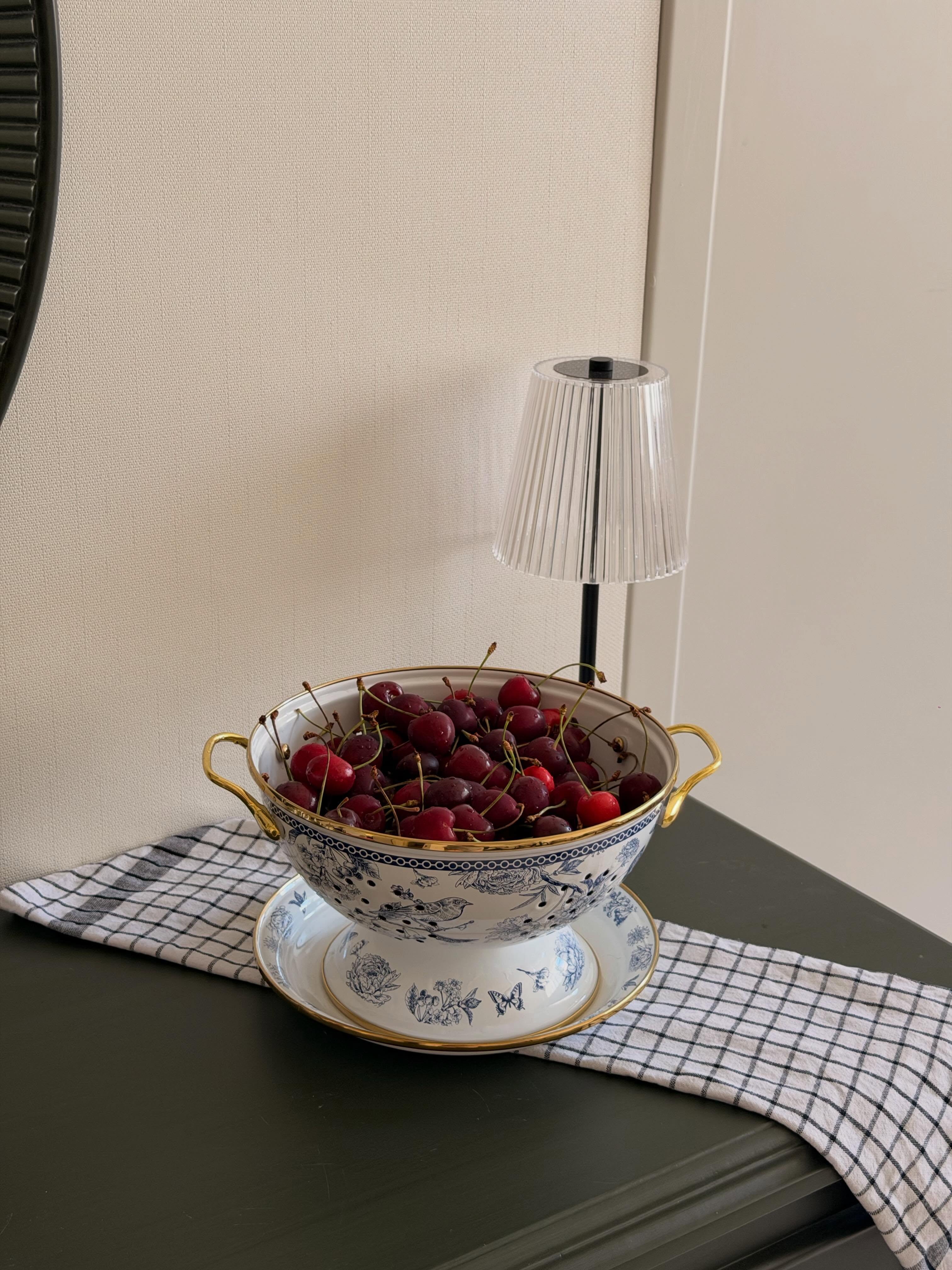 آبکش سینی دار لعابی