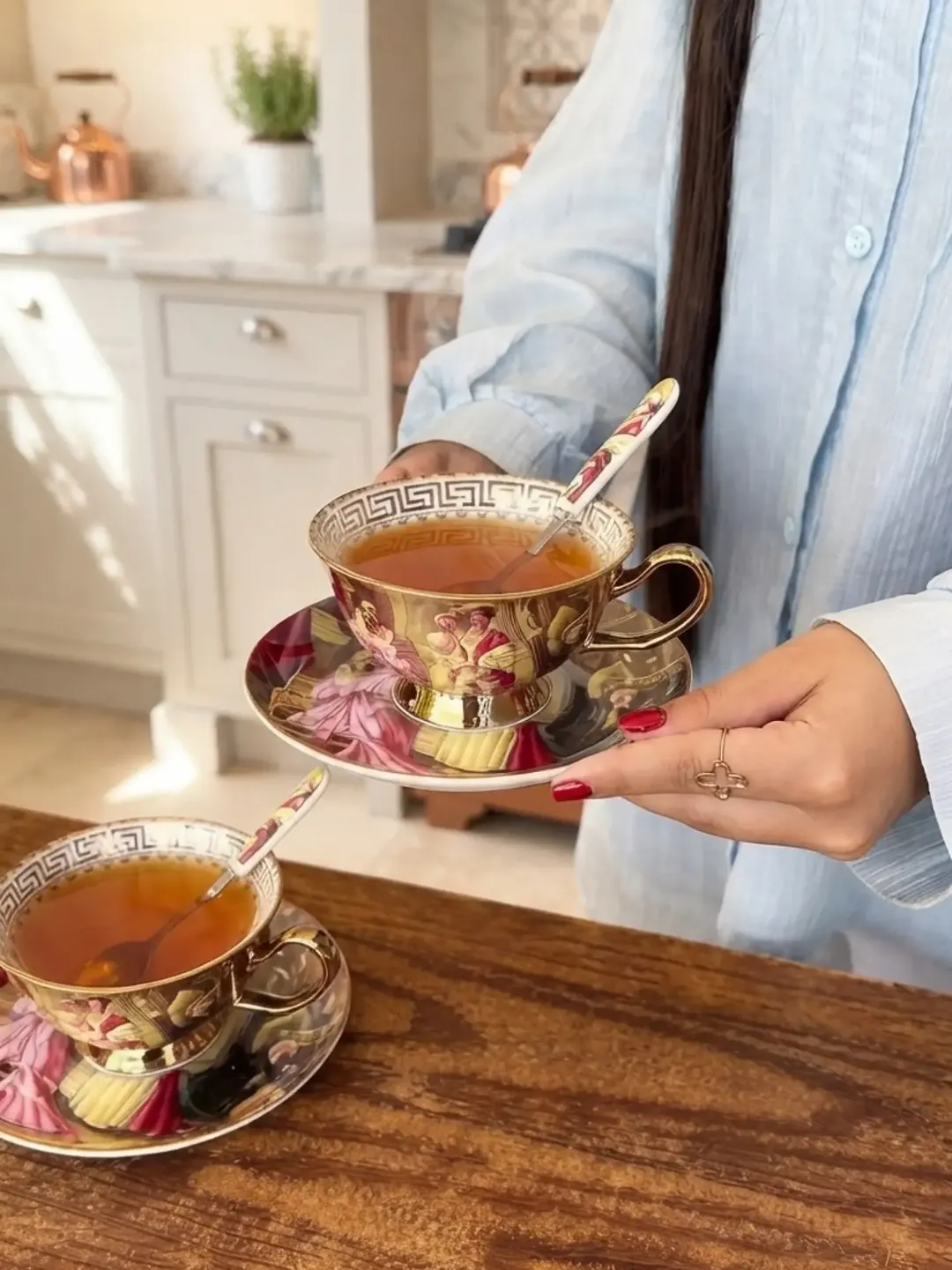 چایخوری طلاکوب طرح سلطنتی
